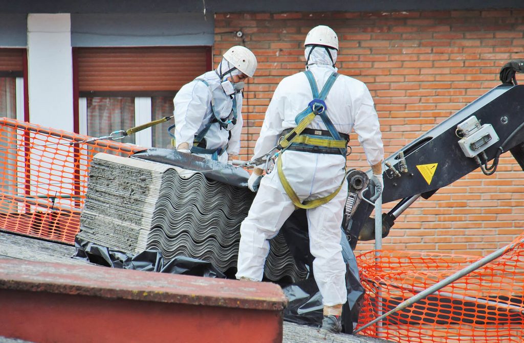 Packing Asbestos onto Crate
