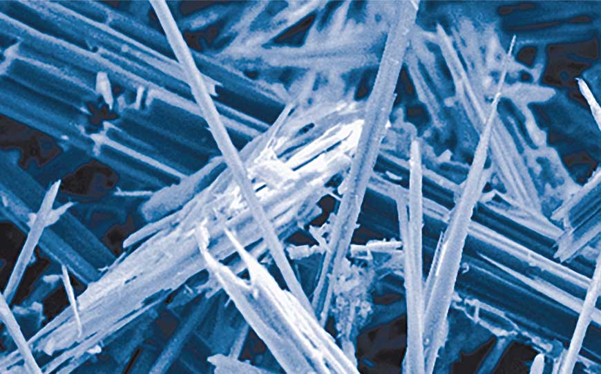 Magnified Blue Asbestos Fibres